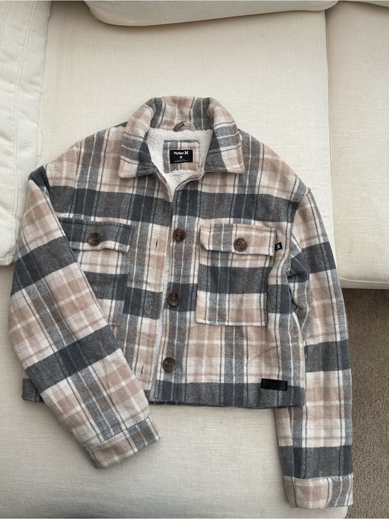 Hurley Jackets & Blazers - Hurley Cream, Beige and Gray Plaid Jacket